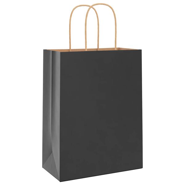 vidaXL Paper Bags 50 pcs with Handles Black 8.3x4.3x11.0"