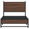 vidaXL Bed Frame Brown Oak Steel, Engineered Wood Twin Bed Frame