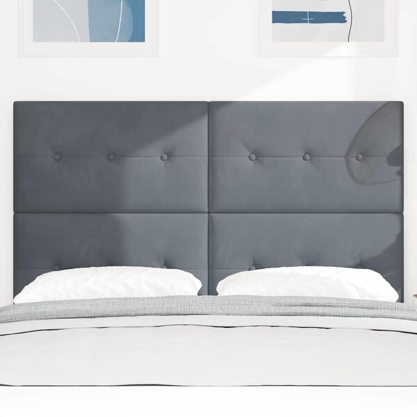 vidaXL Headboard with LED Strip Lights Adjustable Gray 28.3" Velvet