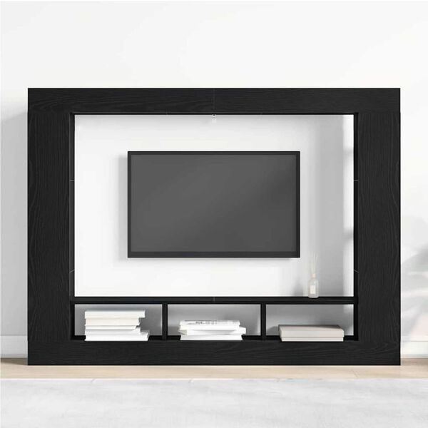 vidaXL TV Cabinet Black oak 59.84 x 8.66 x 44.49 in Engineered wood