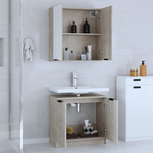 vidaXL Bathroom Furniture Set Concrete Grey Engineered wood Standard