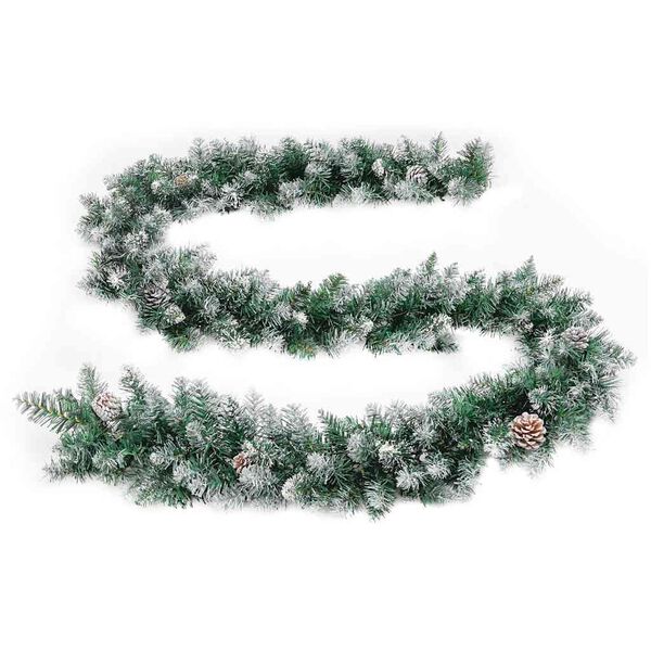 vidaXL Christmas Garland Green with warm white lights PVC 17.0-foot length