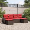 vidaXL 6 Piece Patio Sofa Set with Cushions Brown Poly Rattan