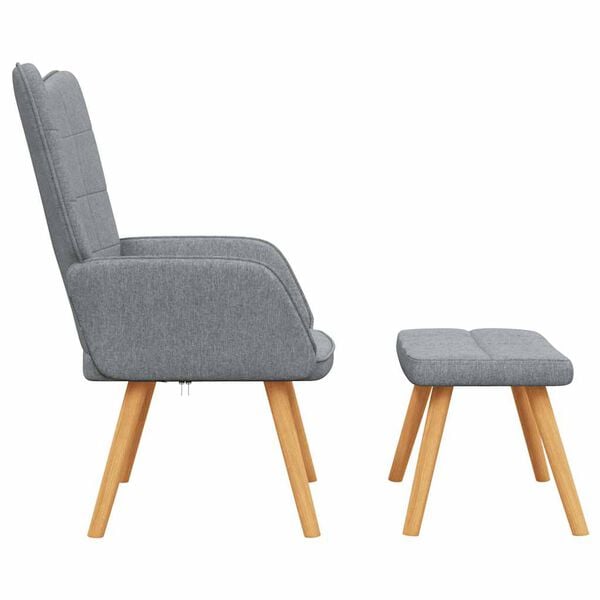 vidaXL Relaxing Chair With Stool Light Gray
