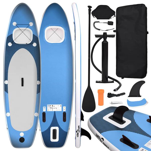 vidaXL Inflatable Stand Up Paddle Board Set Sea Blue 141.7x31.9x3.9"
