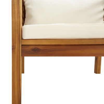 vidaXL 2 Piece Patio Sofa Set with Cream White Cushions Acacia Wood