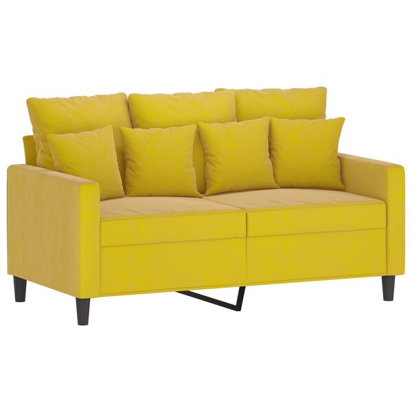 vidaXL Sofa Set Yellow Velvet, metal, textilene, plywood