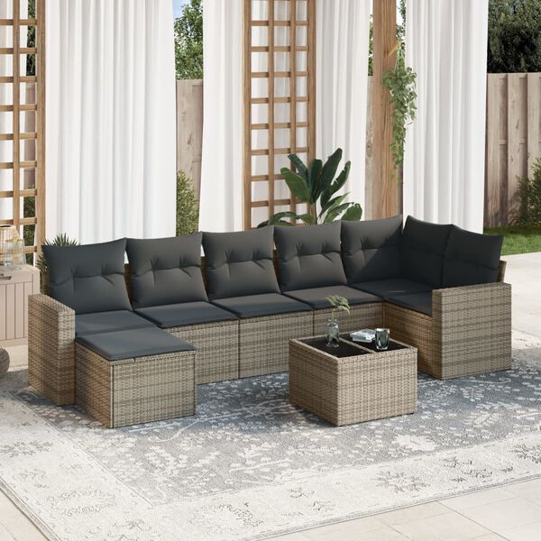 vidaXL Garden Sofa Set Grey Poly Rattan Large Modular Garden Sofa Set