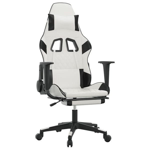 vidaXL Gaming Chair White and Black Faux leather, metal, plywood, foam