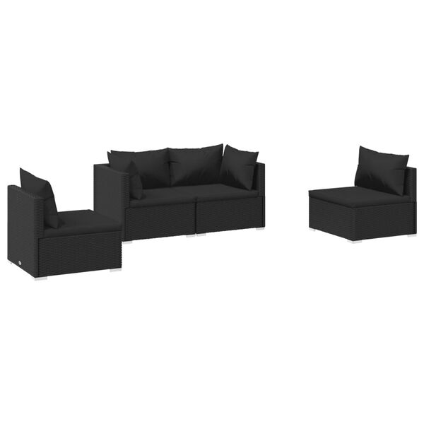 vidaXL Garden Lounge Set Black PE rattan Large Modular