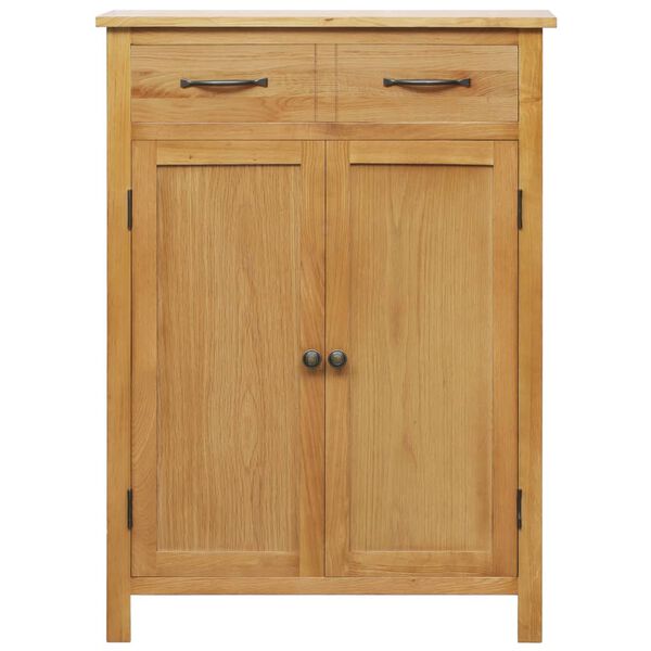 vidaXL Shoe Cabinet Natural Oak Solid Oak Wood, MDF with Oak Veneer Medium