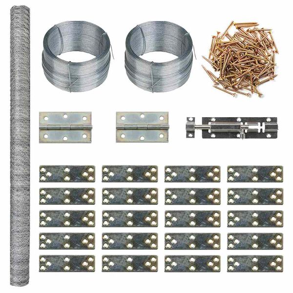 vidaXL Chicken Cage Silver Galvanized steel wire Large Durable