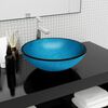 vidaXL Basin Tempered Glass 16.5x5.5" Blue