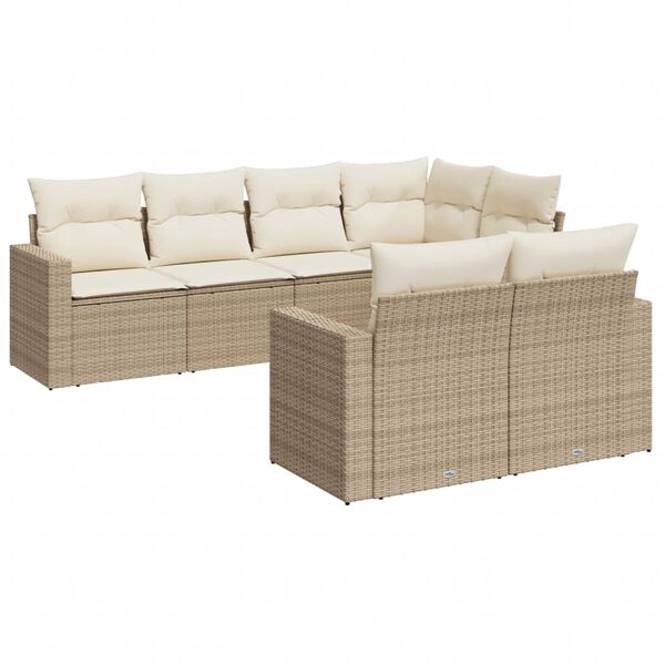 vidaXL Garden Sofa Set Set of 7 Beige
