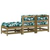 vidaXL Garden Lounge Set Natural wood, white cushions
