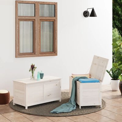 vidaXL Patio Cushion Box White 39.4"x19.7"x22" Solid Wood Fir