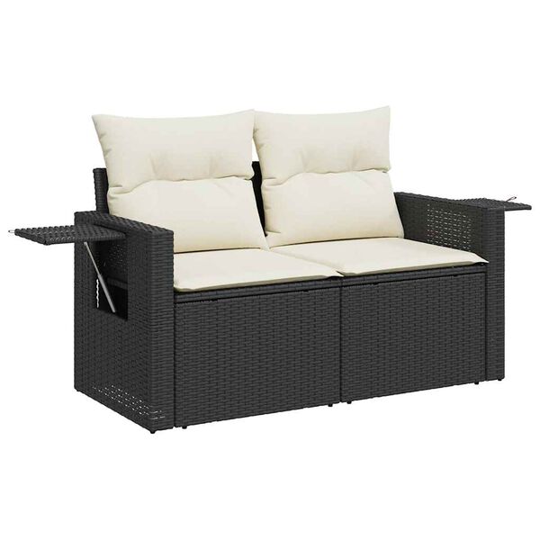 vidaXL Garden Sofa Set Black and Cream White