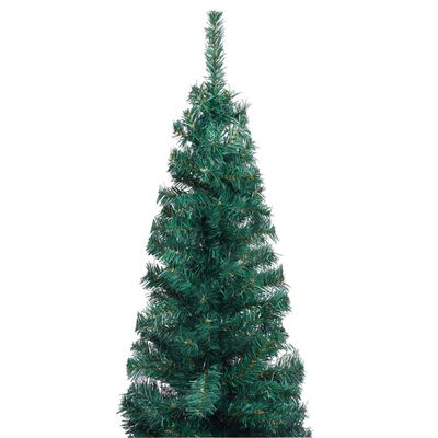 vidaXL Slim Artificial Christmas Tree with LEDs&Stand Green 70.9" PVC