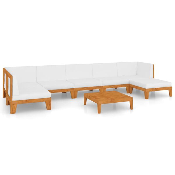 vidaXL Garden Lounge Set Cream white Solid acacia wood 8 Piece Set