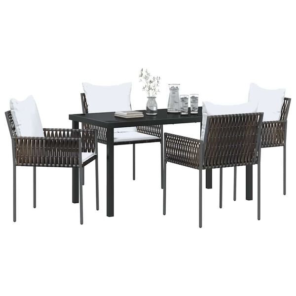 vidaXL Garden Dining Set 5 pcs Brown and Black PE Rattan