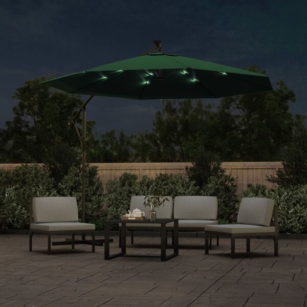 vidaXL Hanging Parasol Green Polyester fabric, Metal 118.1 in diameter
