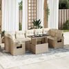 vidaXL Garden Sofa Set Beige PE Rattan 8 Piece Adjustable Armrests