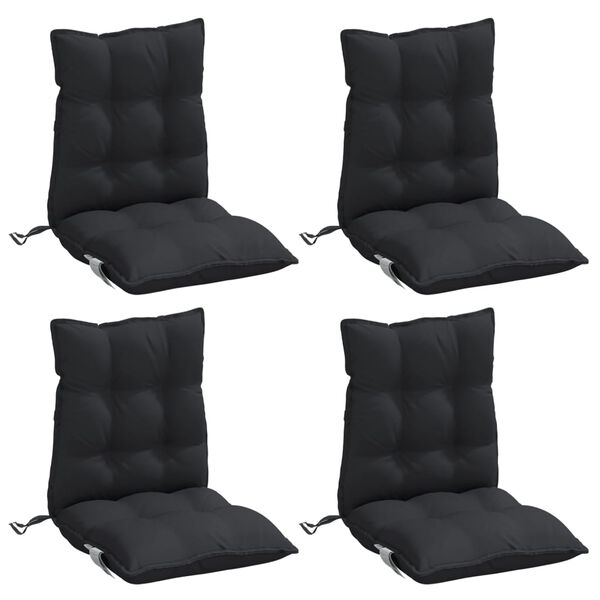 vidaXL Lowback Chair Cushion Set of 4 Black Oxford Fabric