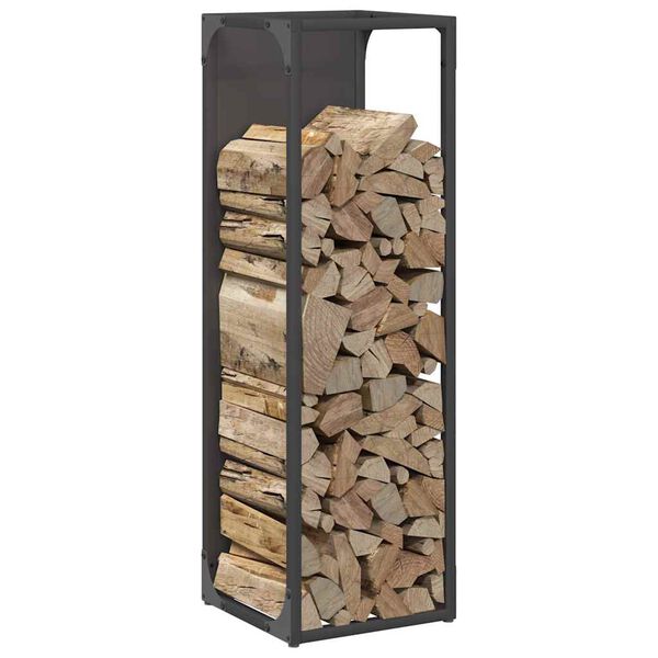 vidaXL Firewood Rack Black 9.8x9.8x31.5" Cold-rolled steel