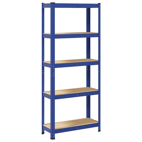 vidaXL 5-Layer Storage Shelf Blue Steel&Engineered Wood