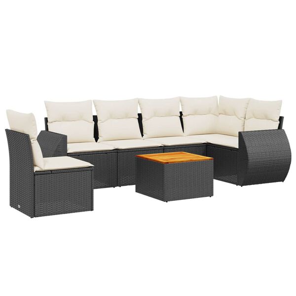 vidaXL Garden Sofa Set Black (sofa set), Cream white (cushions)