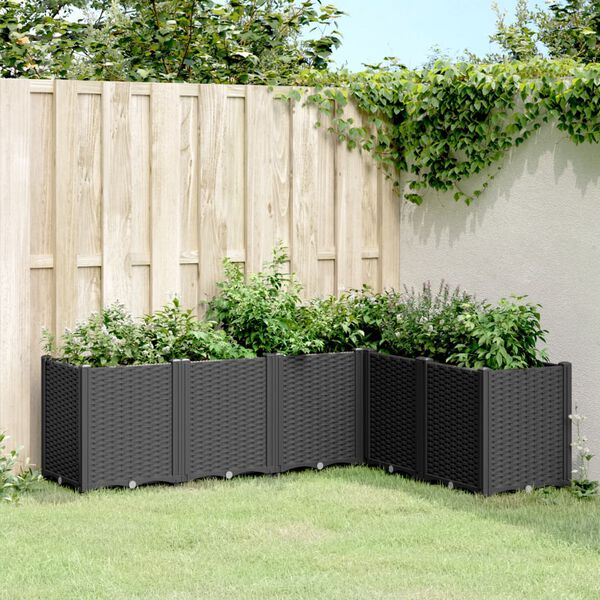 vidaXL Garden Planter Black Polypropylene Large Modular Garden Planter