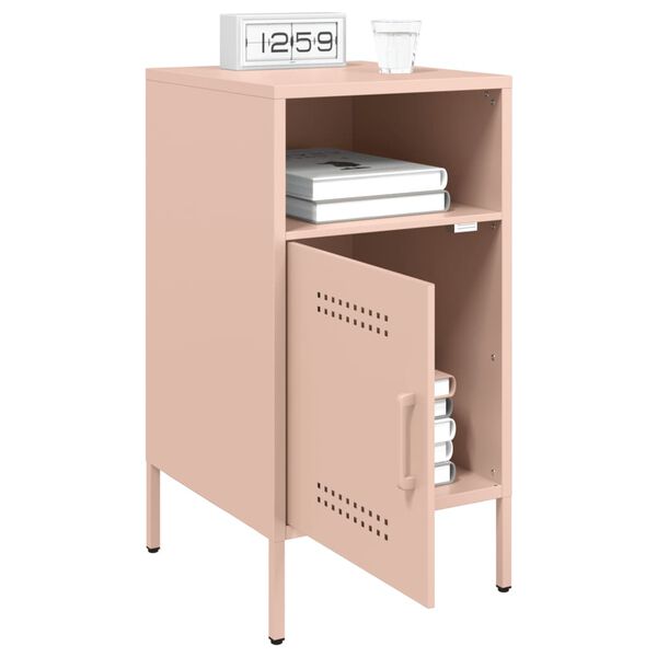vidaXL Bedside Cabinet Set of 2 Pink Cold-rolled steel Standard