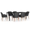 vidaXL Garden Dining Set Black Poly Rattan 7 Piece Removable Covers