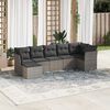vidaXL Garden Sofa Set Gray PE rattan, Fabric, Foam, Cotton fiber