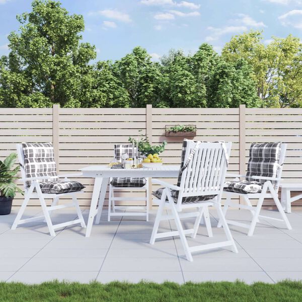 vidaXL Lowback Chair Cushion Set of 4 Gray Check Pattern