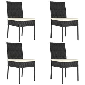 vidaXL Patio Dining Chairs 4 pcs Poly Rattan Black