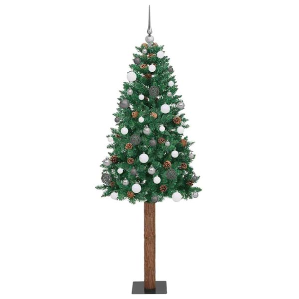 vidaXL Slim Christmas Tree Green 70.9" PVC and Solid Pine wood