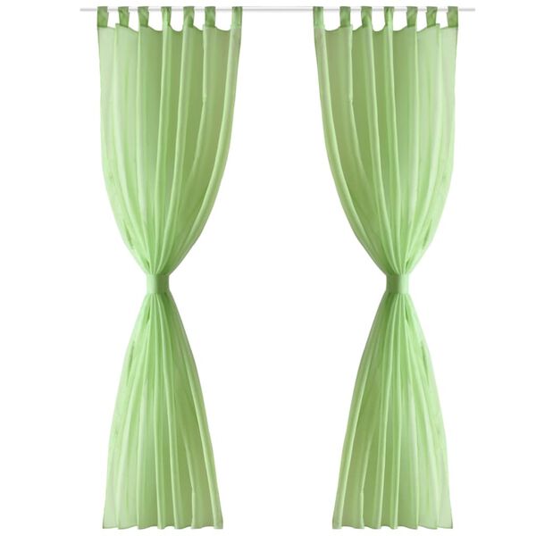 vidaXL Apple Green Sheer Curtain 55.1 x 68.9" 2 pcs