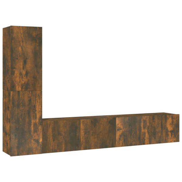 vidaXL TV Cabinet Set Set of 4 Smoked Oak Engineered Wood Standard