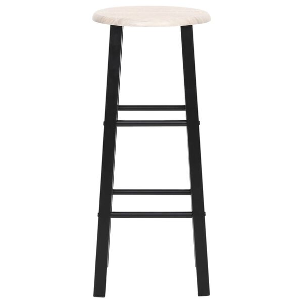 vidaXL Bar Stool Set of 2 Black and wood Steel frame, MDF seat Standard