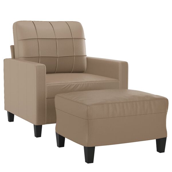 vidaXL Sofa Chair With Footstool Cappuccino Faux leather