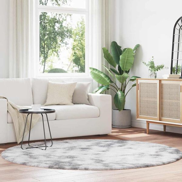 vidaXL Shaggy Rug Silver Grey 100% Polyester 78.7 in diameter Round Rug