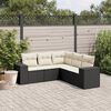 vidaXL Garden Sofa Set Black, Cream White Poly Rattan, Powder-Coated Steel