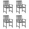 vidaXL Patio Chair Set of 4 Gray Solid Acacia wood Standard