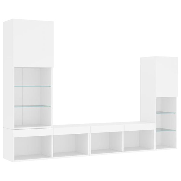 vidaXL TV Wall Unit White Engineered wood, Glass Large TV Wall Unit