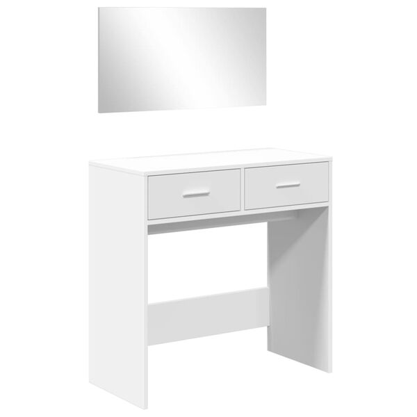 vidaXL Dressing Table White Engineered wood, glass Medium Dressing Table