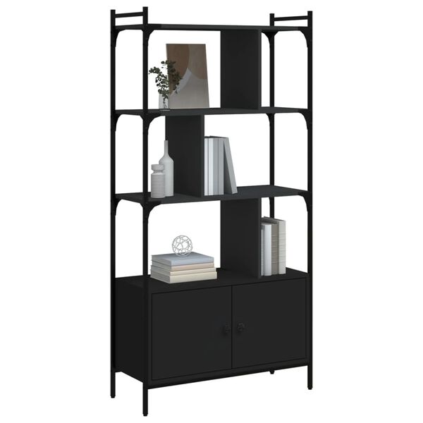 vidaXL Bookcase Black Engineered wood Medium Bookcase Rectangular