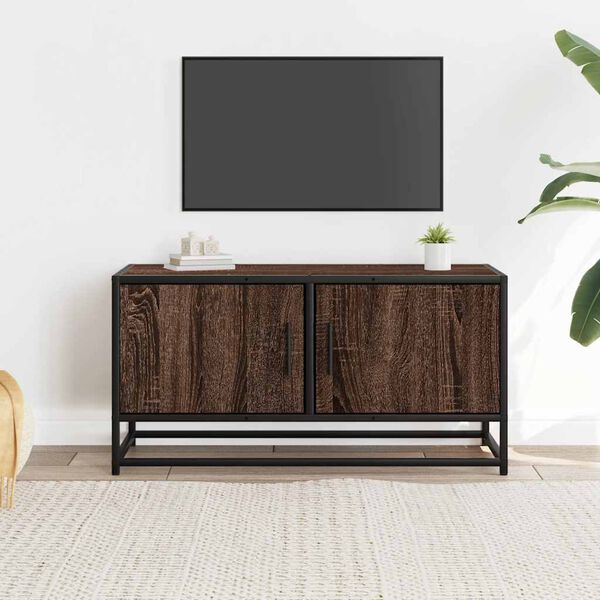 vidaXL TV Cabinet Brown Oak Engineered wood, Metal 31.5x13.6x15.7 in
