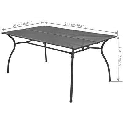 vidaXL Patio Table 59"x35.4"x28.3" Steel Mesh