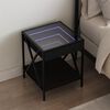 vidaXL Bedside Table Black Engineered wood, glass and steel Medium